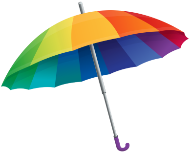 Illustration of a multi-coloured umbrella with a curved handle, symbolising the protective nature of safeguarding policies and their role in ensuring the safety and welfare of children.  