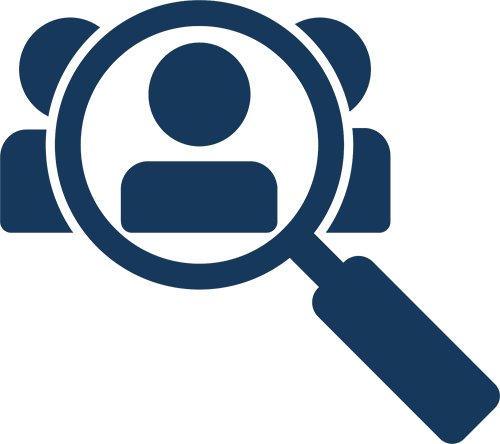 Vacancies icon with a magnifying glass over a document, symbolizing job opportunities at Marshbrook First School.